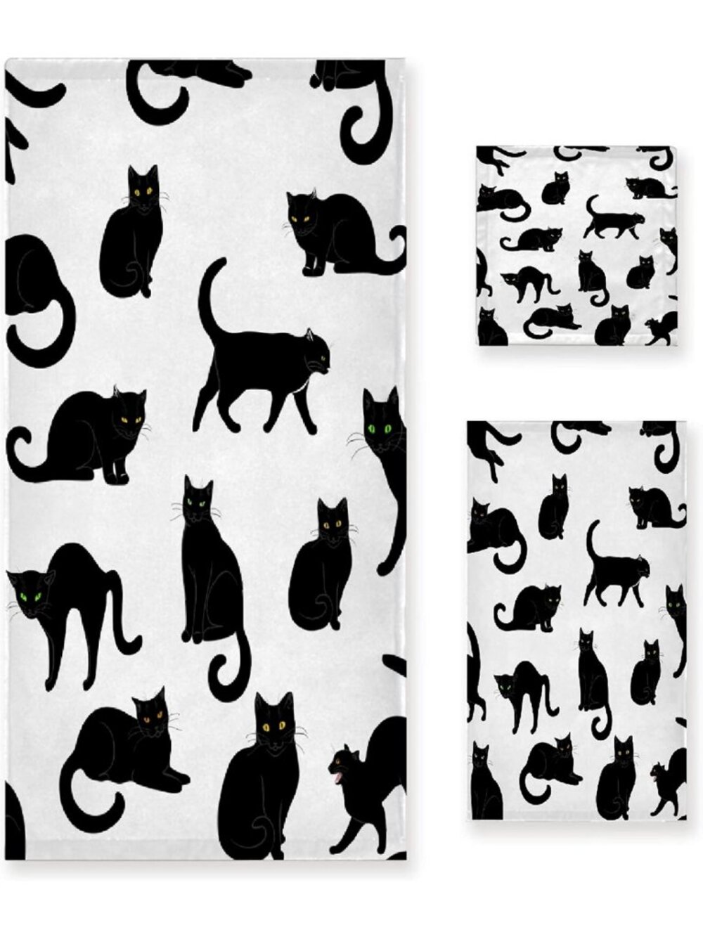 Halloween Cat Towel Set - Cute Black Cat Bathroom Towels for Cat Lovers